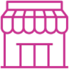 Storefront icon in pink outline