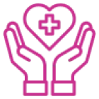 Hands holding heart outline design
