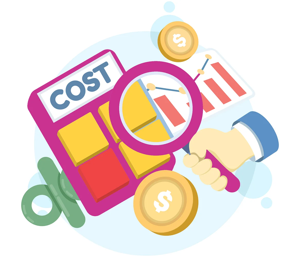 Magnifying glass over financial data