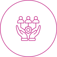 Teamwork icon with hands and people