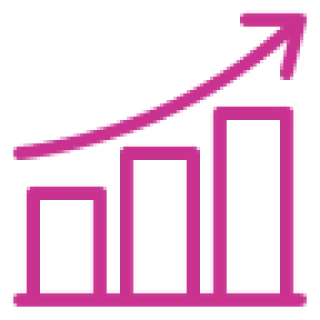 Pink growth graph icon